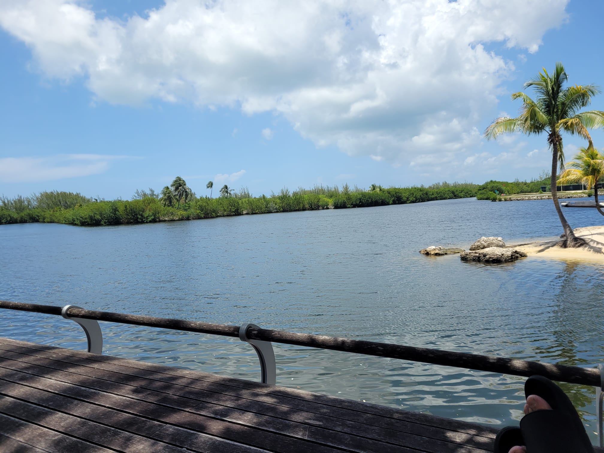 Wide canal view from the Camana Bay boardwalk